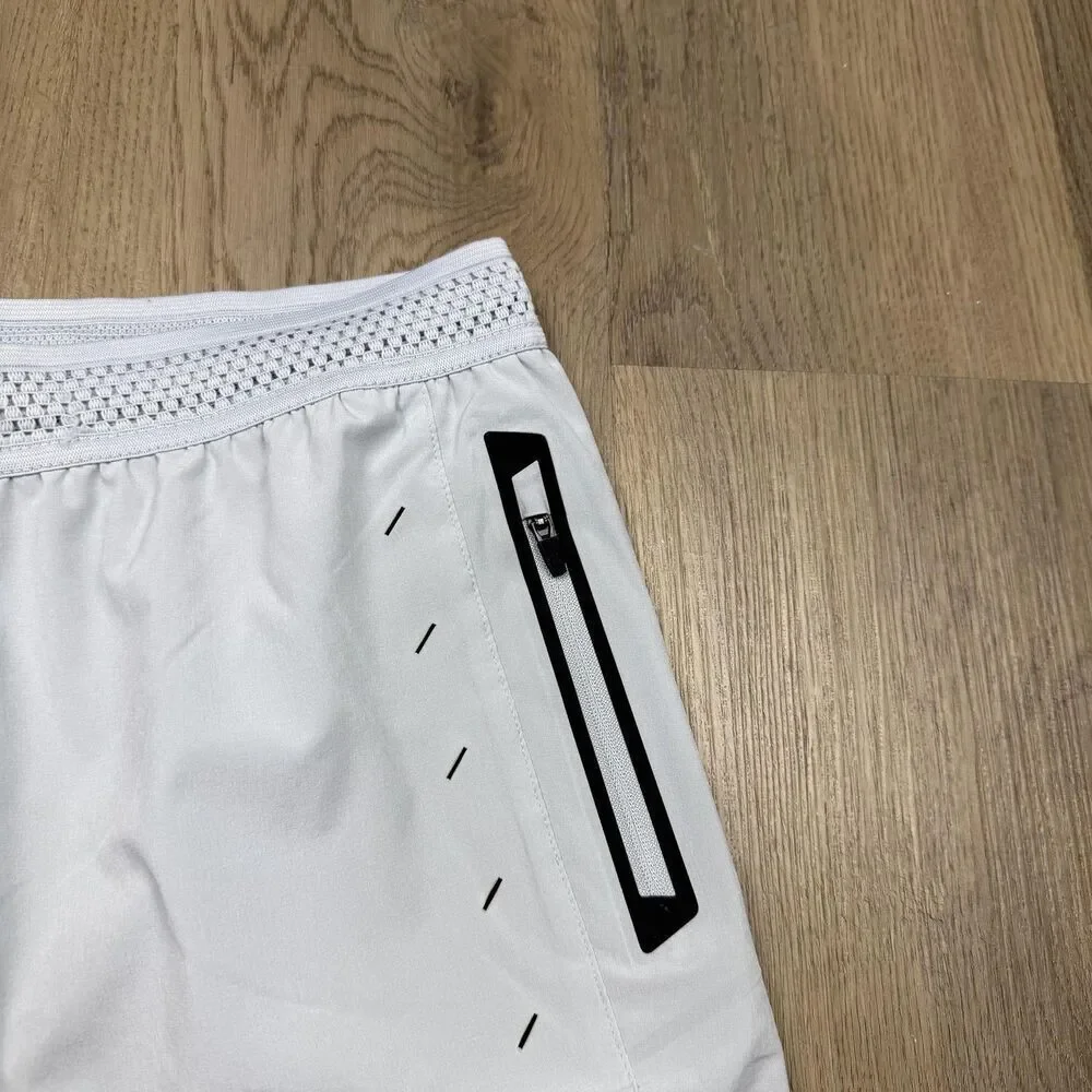 Ten Thousand Shorts Mens XL White Lined Running 5.5in Inseam Zip Pocket Athletic